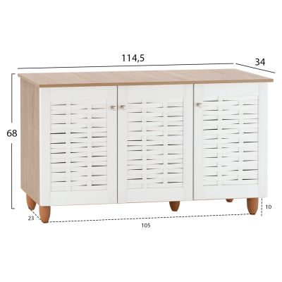 Шкаф за обувки КАРИБА- Sonama-бял- 114,5x34x68см