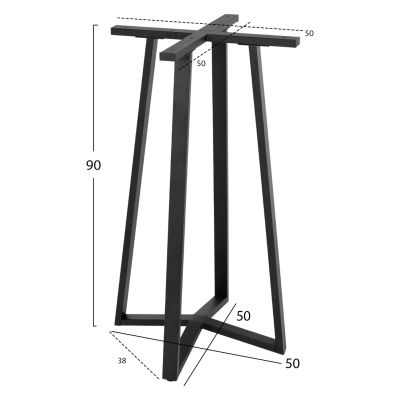 БАЗА ЗА БАР МАСА HM477.01 СРЕДНА ВИСОЧИНА ЧЕРЕН МЕТАЛ 50x50x90Hcm.