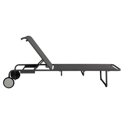 ALUMINUM SUNBED RIBEN WITH TESLIN FABRIC & WHEELS HM6293.01 GREY COLOR 210x78x91Hcm.