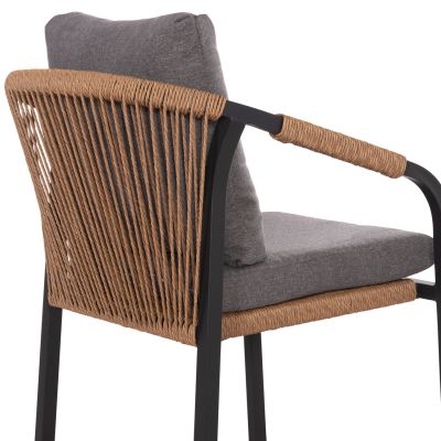 ARMCHAIR MAERLY HM6051.13 ANTHRACITE ALUMINUM AND CUSHIONS-P.E.RATTAN IN LIGHT BROWN 57x60x84Hcm.