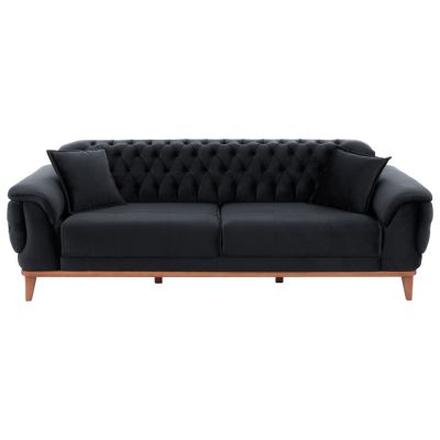 HM3249.01 BENNINGTON 3-seater sofa-bed, black velvet, 240x95x80