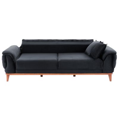 HM3249.01 BENNINGTON 3-seater sofa-bed, black velvet, 240x95x80