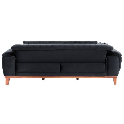 HM3249.01 BENNINGTON 3-seater sofa-bed, black velvet, 240x95x80