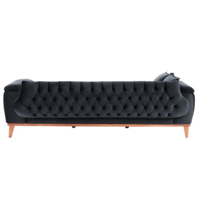 HM3249.01 BENNINGTON 3-seater sofa-bed, black velvet, 240x95x80