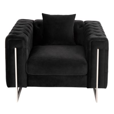 ARMCHAIR t.CHESTERFIELD MOBAR HM3261.04 VELVET BLACK-METAL LEGS 99x86,5x77Hcm.