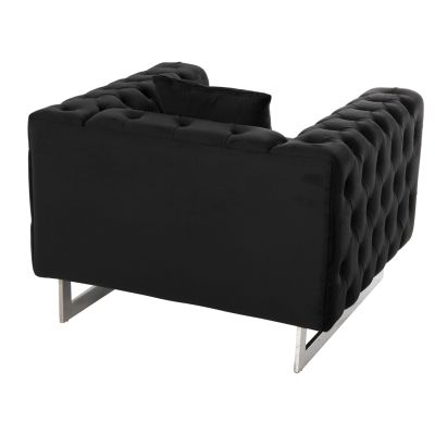 ARMCHAIR t.CHESTERFIELD MOBAR HM3261.04 VELVET BLACK-METAL LEGS 99x86,5x77Hcm.