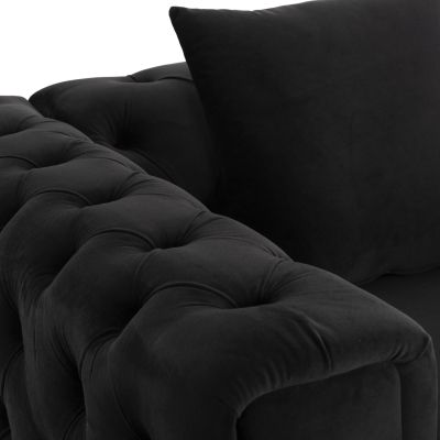 ARMCHAIR t.CHESTERFIELD MOBAR HM3261.04 VELVET BLACK-METAL LEGS 99x86,5x77Hcm.