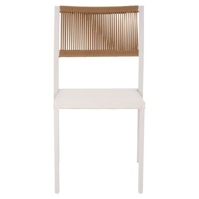 CHAIR ALUMINUM HM5921.02 WHITE FRAME AND TEXTLINE WITH BEIGE SYNTHETIC RATTAN 46x55,5x83Hcm.