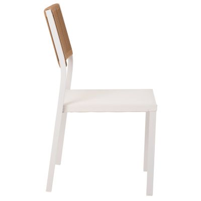 CHAIR ALUMINUM HM5921.02 WHITE FRAME AND TEXTLINE WITH BEIGE SYNTHETIC RATTAN 46x55,5x83Hcm.