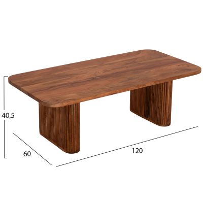 COFFEE TABLE GROOT HM9686 SOLID ACACIA WOOD IN NATURAL COLOR 120x60x40Hcm.