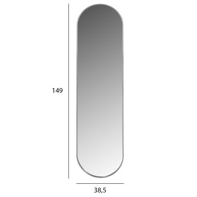 ОГЛЕДАЛО ЗА СТЕНА HM9581.40 ВИСОКА ОВАЛНА СРЕБРИСТА АЛУМИНИЕВА РАМКА 38,5x4x149Hcm.