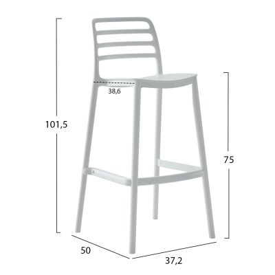 БАР СТОЛ ПОЛИПРОПИЛЕН SNOD HM6099.01 БЯЛ 37,2x50x101,5Hcm.