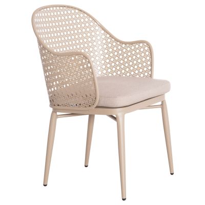 ALUMINUM ARMCHAIR OREGO HM6268.03 CAPPUCCINO-CUSHION BEIGE 58x55x83Hcm.