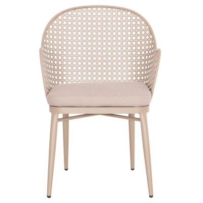 ALUMINUM ARMCHAIR OREGO HM6268.03 CAPPUCCINO-CUSHION BEIGE 58x55x83Hcm.