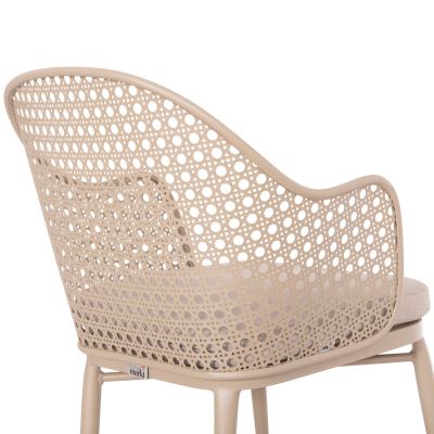 ALUMINUM ARMCHAIR OREGO HM6268.03 CAPPUCCINO-CUSHION BEIGE 58x55x83Hcm.