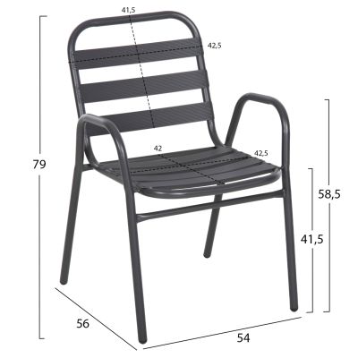 CHAIR PRELUDE HM5970.01 METAL FRAME-ALUMINUM SEAT & BACKREST-GREY 54x56x79Hcm.