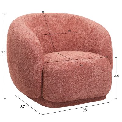 ARMCHAIR KARPEN HM9600.02 PINK BOUCLE FABRIC 93x87x78H cm.