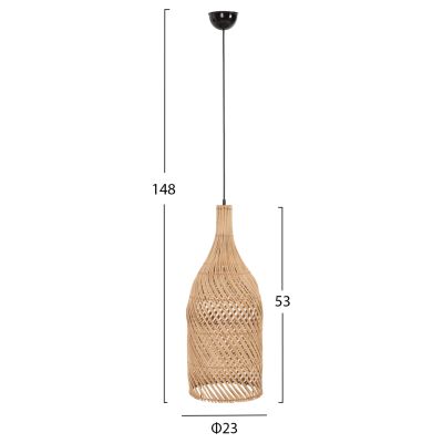 CEILING PENDANT LAMP HM7885 RATTAN IN NATURAL COLOR Φ23x148Hcm.