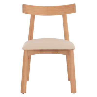 DINING CHAIR OSORIO HM18335.11 RUBBERWOOD IN NATURAL-ECRU PU 51x55x74Hcm.