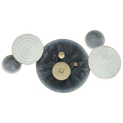 WALL DECOR HM7551 METAL VARIOUS CIRCLES-WHITE, GREY, GOLD 91x5x49.5Ηcm