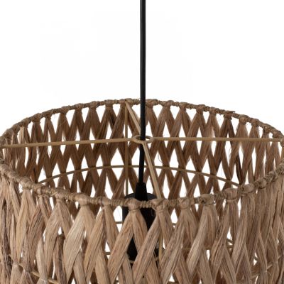 CEILING PENDANT WITH CYLINDRICAL CAP MADE OF ABACA FIBERS IN NATURAL COLOR 30X30X40Hcm.HM7781