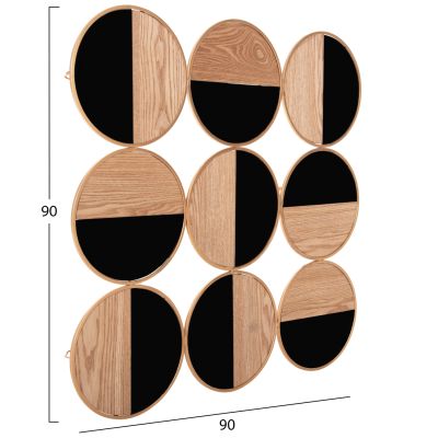 ДЕКОРАЦИЯ ЗА СТЕНА HM4197 МЕТАЛ В ЗЛАТИСТ-МДФ В ЕСТЕСТВЕНО И ГЛАНСОВАНО ЧЕРНО 90x90см.