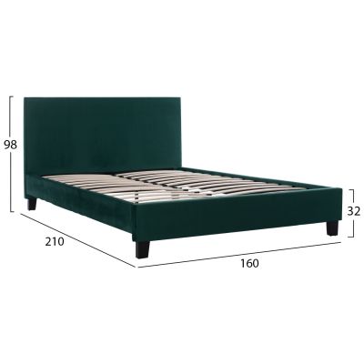 CYPRESS GREEN VELVET BED HM553.13 FOR MATTRESS 150x200 CM.