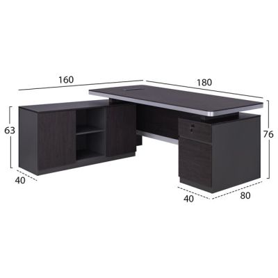 Professional office left corner HM2092L Rosewood 180x160x76Ηcm