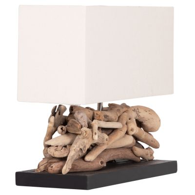 TABLE LAMP RECTANGULAR TWIGGY HM4432 DRIFTWOOD & WHITE CAP 50x16.5x38Hcm.