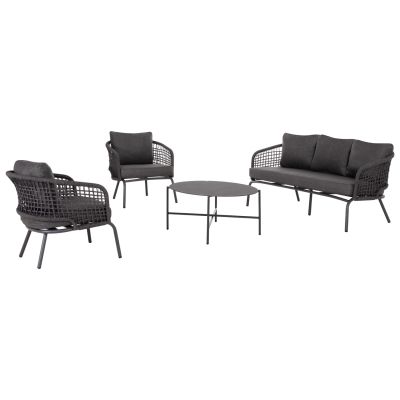 OUTDOOR LOUNGE SET 5-SEAT ELOWEN HM6508.01 ALUMINUM-ROPE-CUSHIONS---GREY