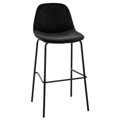 STOOL VINCENT HM8579.14, VELVET BLACK, METAL FRAME 56,5x47x106 cm.