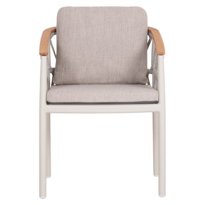 DINING CHAIR STREAM HM6427.02 CREAM WHITE ALUMINUM--BEIGE STRAP ROPE & OLEFIN FABRIC 59x63x85Hcm.