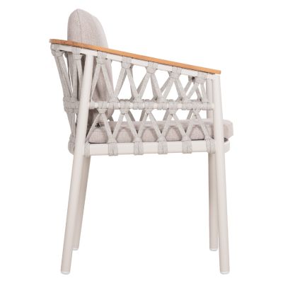 DINING CHAIR STREAM HM6427.02 CREAM WHITE ALUMINUM--BEIGE STRAP ROPE & OLEFIN FABRIC 59x63x85Hcm.