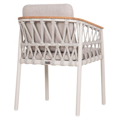 DINING CHAIR STREAM HM6427.02 CREAM WHITE ALUMINUM--BEIGE STRAP ROPE & OLEFIN FABRIC 59x63x85Hcm.