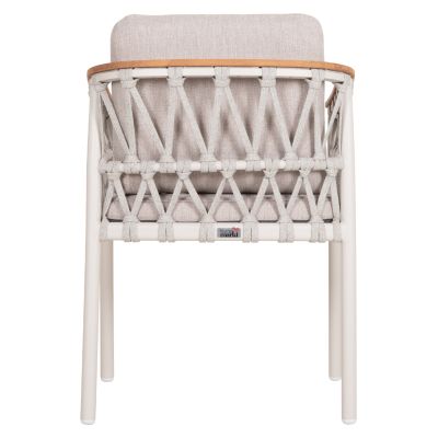 DINING CHAIR STREAM HM6427.02 CREAM WHITE ALUMINUM--BEIGE STRAP ROPE & OLEFIN FABRIC 59x63x85Hcm.