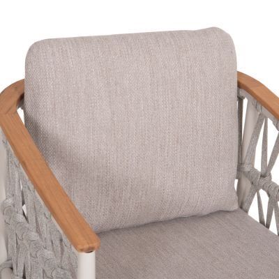 DINING CHAIR STREAM HM6427.02 CREAM WHITE ALUMINUM--BEIGE STRAP ROPE & OLEFIN FABRIC 59x63x85Hcm.