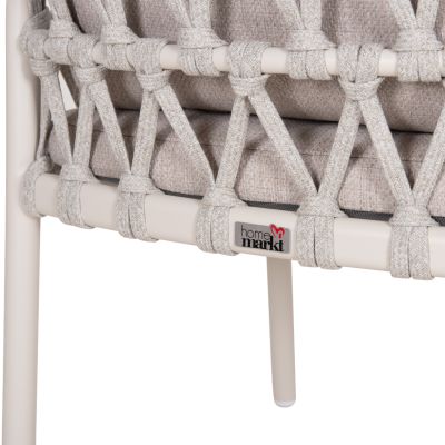 DINING CHAIR STREAM HM6427.02 CREAM WHITE ALUMINUM--BEIGE STRAP ROPE & OLEFIN FABRIC 59x63x85Hcm.