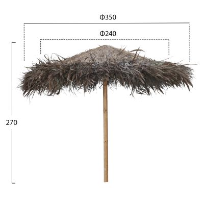 BEACH UMBRELLA TROPICAL WITH SUPPORT BEAMS Φ240x270Hcm.HM5897