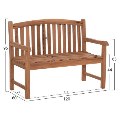 OUTDOOR 2-SEATER BENCH ELENA HM6651 TEAK WOOD--NATURAL COLOR 120x60x95Hcm.