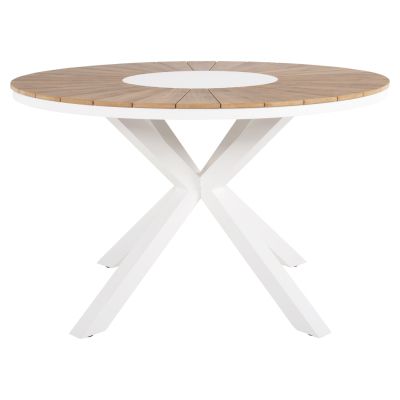 OUTDOOR ROUND TABLE MORIL HM6041.02 ALUMINUM IN WHITE-POLYWOOD IN NATURAL WOOD Φ120cm.