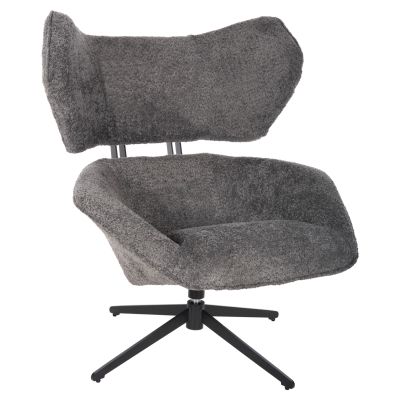 ARMCHAIR SWIVEL BRYLL HM9597.01 GREY BOUCLE-BLACK METAL BASE 86x90x97Hcm.