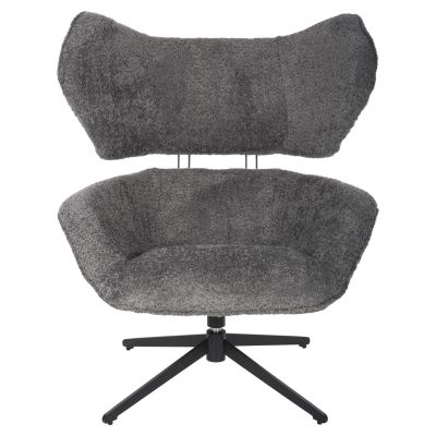 ARMCHAIR SWIVEL BRYLL HM9597.01 GREY BOUCLE-BLACK METAL BASE 86x90x97Hcm.