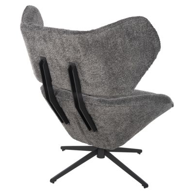 ARMCHAIR SWIVEL BRYLL HM9597.01 GREY BOUCLE-BLACK METAL BASE 86x90x97Hcm.