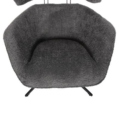 ARMCHAIR SWIVEL BRYLL HM9597.01 GREY BOUCLE-BLACK METAL BASE 86x90x97Hcm.