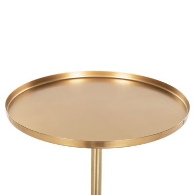 SIDE TABLE ROUND KAPPUR HM9726 MANGO WOOD IN WALNUT COLOR-METAL IN GOLD Φ38x62Hcm.