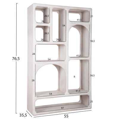 BOOKCASE HANDYR HM9707 SOLID MANGO WOOD IN WHITE COLOR 100x35x165Hcm.