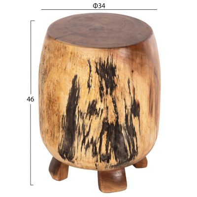 SIDE STOOL BOZZO HM9762 SUAR WOOD IN NATURAL Φ34x46Hcm.