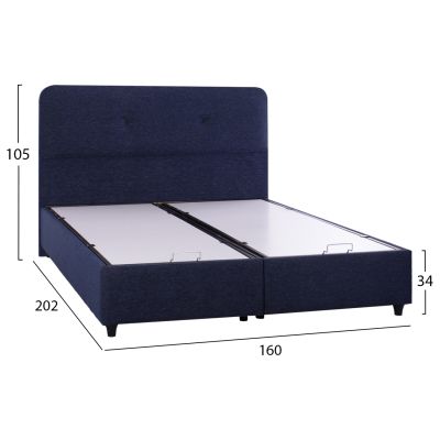 HM631.08 BED WITH STORAGE SPACE, BLUE FABRIC, 160X200CM