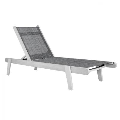 Професионален шезлонг Oak Creta White/Grey Cover - 202,5x66,5x30,5cm