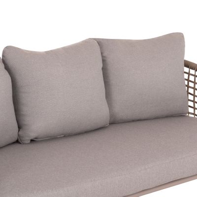 OUTDOOR LOUNGE SET 5-SEAT ELOWEN HM6508.02 ALUMINUM-ROPE IN BEIGE--CUSHIONS IN GREY